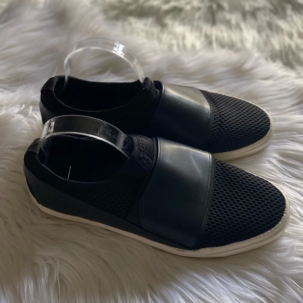 Zara Man size 44 black fabric & leather material sneakers slip ons loafers